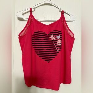 No boundaries Pink Heart Striped Tank Top